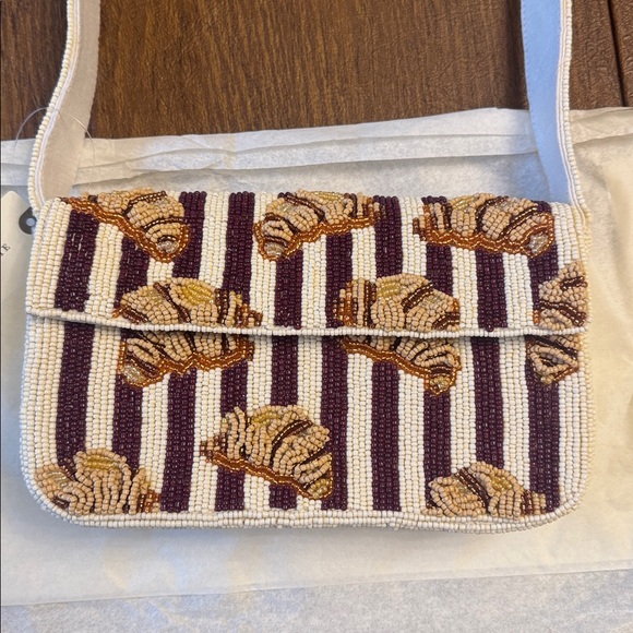 Anthropologie THE FIONA BEADED BAG: FOOD & DRINK EDITION CHOCOLATE Croissant - Picture 4 of 6